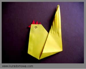 Ozdoby wiel­ka­noc­ne – kur­ka origami